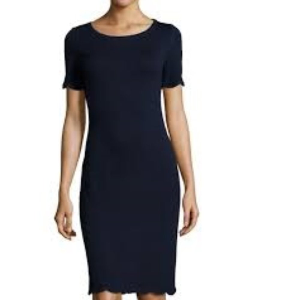 St. John scalloped trim Santana knit dress